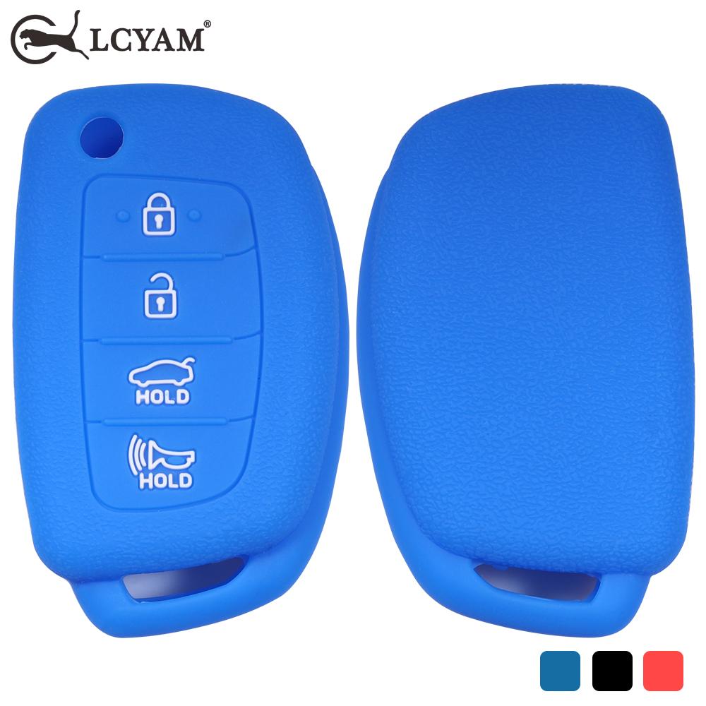 4 Button Silicone Key Case Cover Protector Black Blue Red Fit for Hyundai Tucson Sonata Car Folding Flip Key