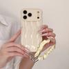Simple solid color three-dimensional wave case, suitable for iPhone17Pro max Apple 16 mobile phone case 14/15 lanyard case