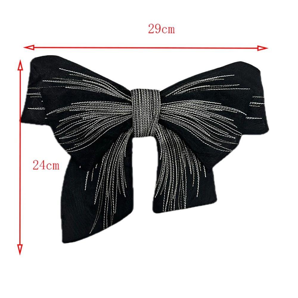 Fashion Handmade Brooch Anti Glare Collar Two Tone Embroidered Patch Big Chiffon Bow Brooch Pins