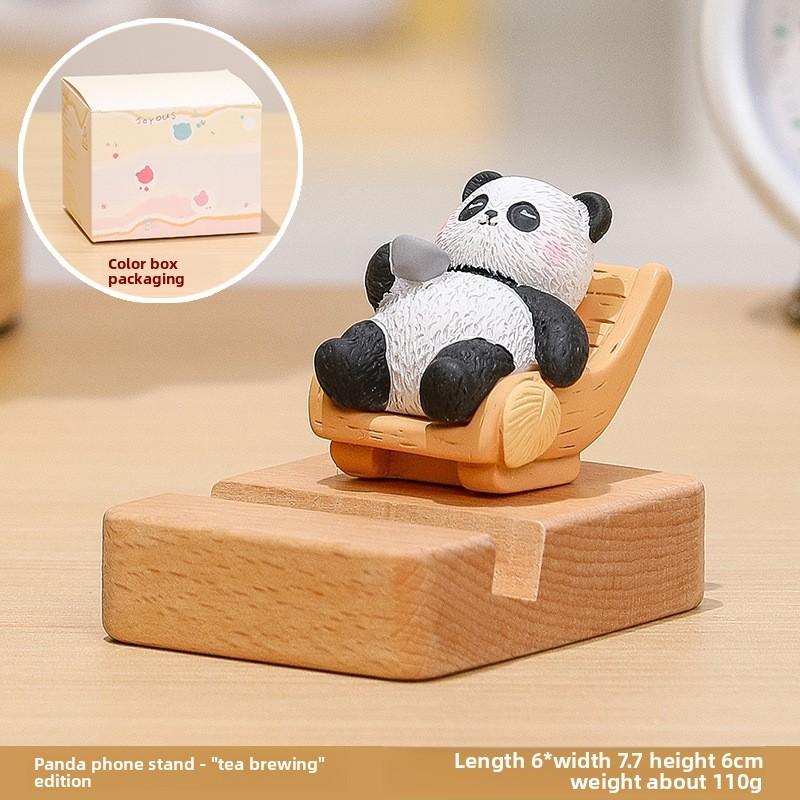 Panda Phone Stand Cute Resin Desk Accessory For Office Gifts And Home Decor