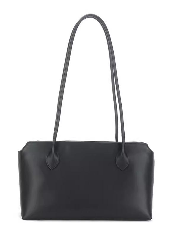 Minimalist Genuine Leather Shoulder Tote - Large Capacity, Premium Commuter Handbag