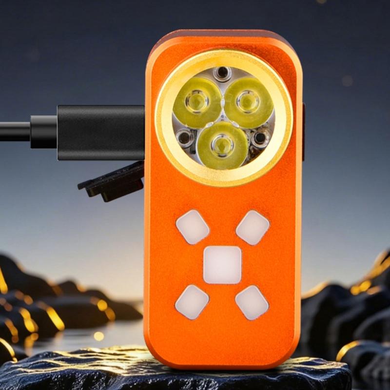 Small Clip On Flashlight Featuring 7 Lighting Modes 500 Units Brightness And Magnetic Base For Car Motorcycle Outdoor Use