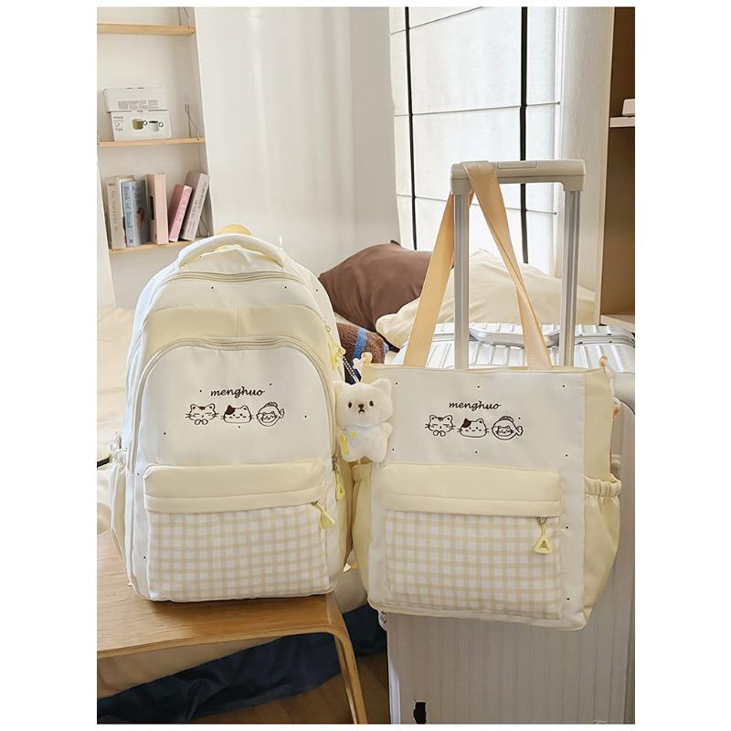 Light and Large-capacity Backpack, New High-value, Fresh and Sweet Plaid Schoolbag for Junior High School Students