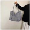 Casual Striped Design Women Nyl Shoulder Bags Versatile Large Capacity Ladies Armpit Handbag Ctrast Color Girl Shopping Tote