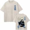 Jujutsu Kaisen Satoru Gojo Double-Sided Graphic T-Shirt, Vintage Washed Oversized Tee, Unisex Anime Streetwear, Casual Comfort Top