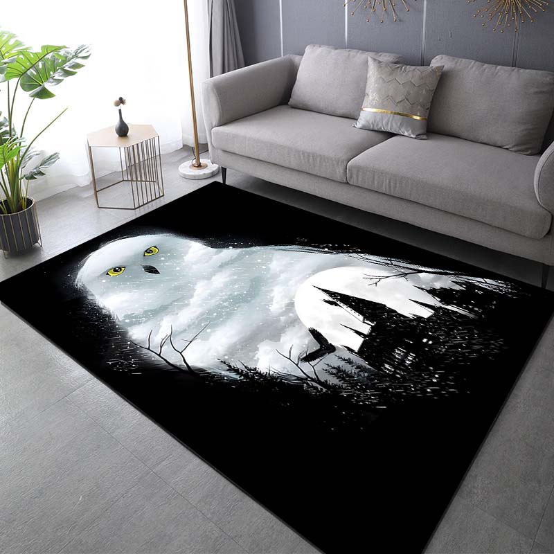 Magic Academy Owl Print Rug Carpet for Living Room Children Bedroom Mat Sofa Doormat Floor Rug Home Decor Anti Slip Mat for Gift