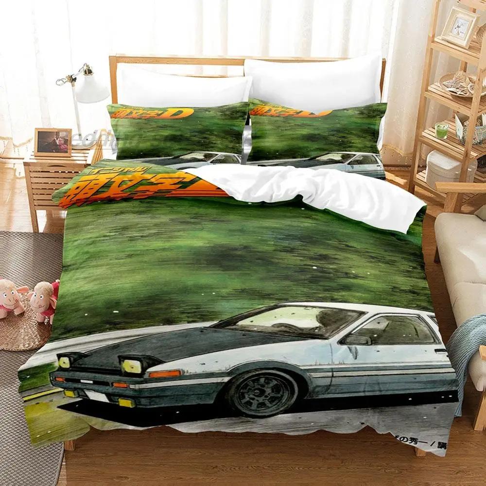 

Initial D Ae86 Комплект постельного белья Single Twin Full Queen King Size Комплект постельного белья Aldult Kid Bedroom Duvetcover Sets 3D Anime Bed Sheet Set EU Single 135x200cm
