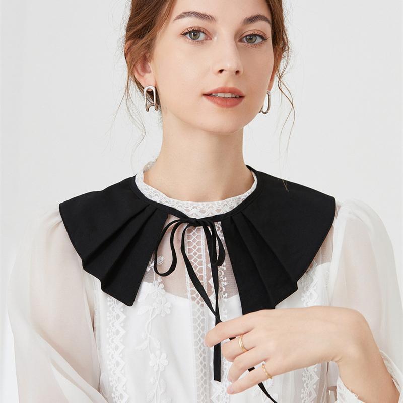 Fashion Ruffled Shawl False Collar Ribbon Decoration Necklace Lapel Blouse Detachable Shoulder Wraps Cape Girls Fake Collar