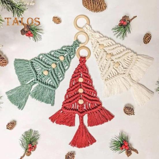 DIY Weihnachtsbaum-Makramee-Set, Baumwollseil-Flechtset, Handstricken, Boho-Weihnachtsquasten-Dekor-Set für Anfänger