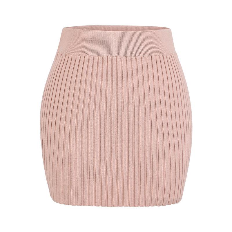 

Elegant Spring V-Neck Off-shoulder Knit Top & High-Waisted Skirt Set for Women Small