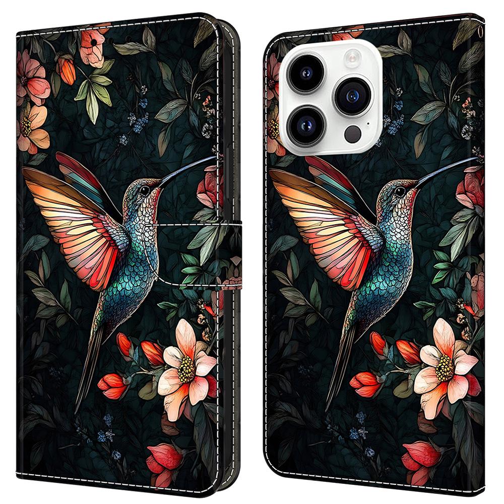 For iPhone 16 Pro Leather Case Pattern Printing Wallet Stand Flip Phone Cover