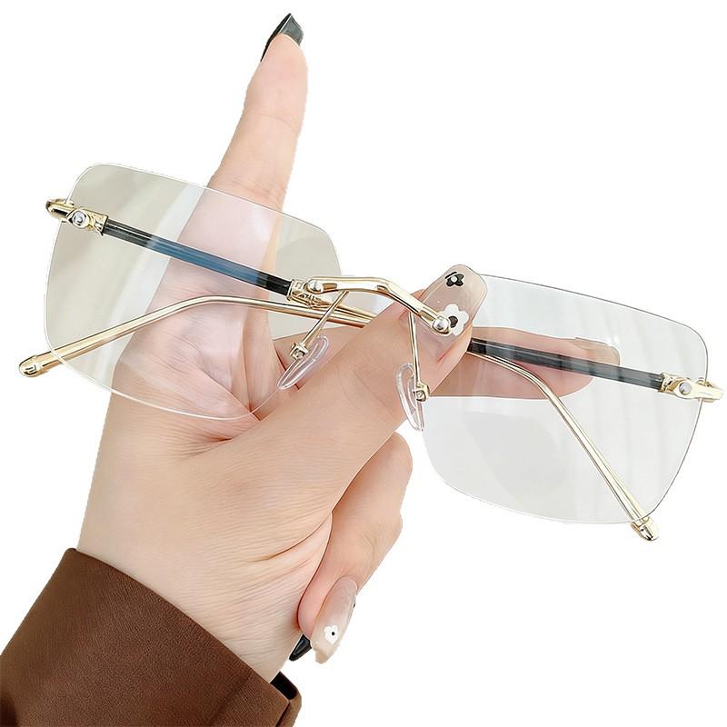 Frameless Diamond-Cut Men's Retro Anti-Blue Light Reading Glasses for Middle-Aged & Elderly.