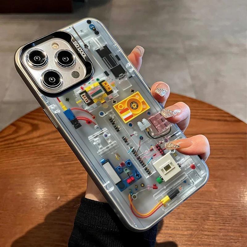 Creative Circuit Board Electroplate Phone Case for Samsung S25 S23 S22 S24 FE Plus Ultra 5G A35 A55 A15 A25 A16 Shockproof Cover