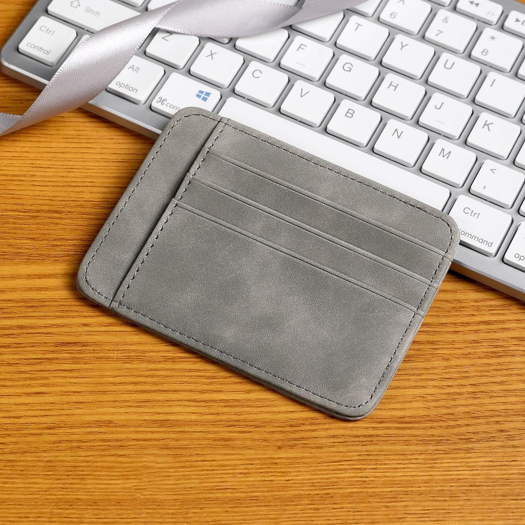 Multi-card Slot Solid Color Portable Leather Card Case Unisex Bank Credit Card ID Bus Card Holder Travel Organizer Wallets