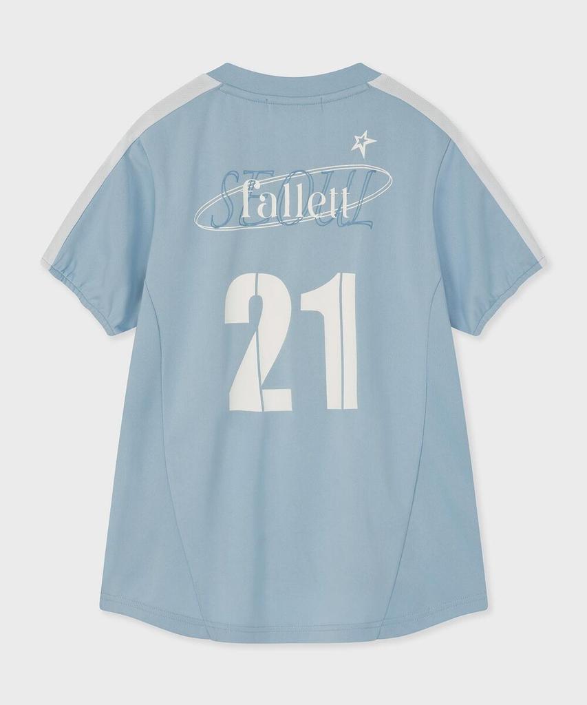 FALLETT Sports Football Short Sleeve T-Shirt Sky Blue