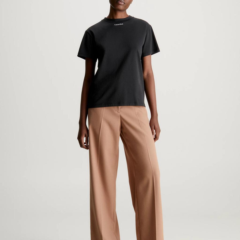 Calvin Klein Minimalist Casual Loose Logo Crew Neck Short Sleeve T-Shirt Women Tops Black K20K206967-BEH