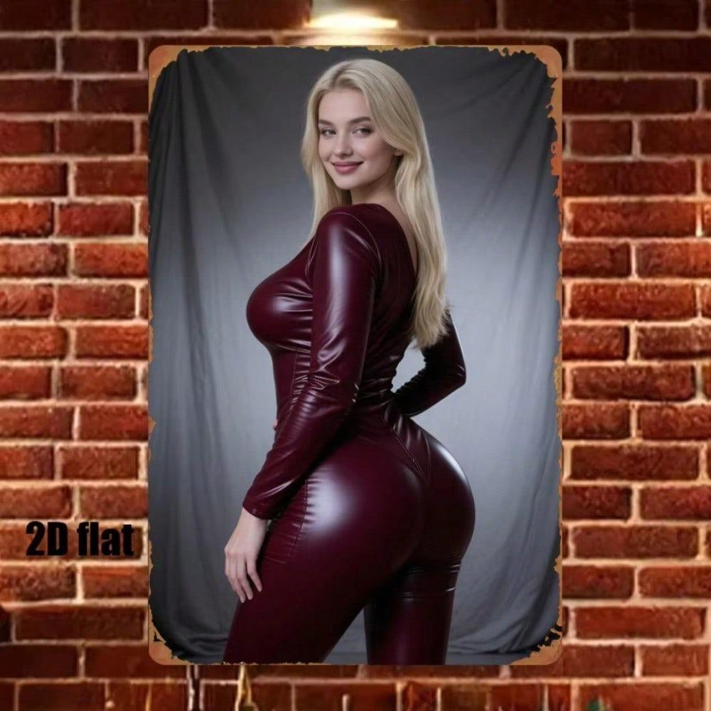 Sexy Red Latex Suit Metal Poster Wall Decor, Fashion Gift for Woman, Farmhouse Kitchen Art