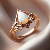 Leaf Water Drop Ring Female, Imitation Opal Wheat Ring, Triangular Geometry TikTok Jewelry