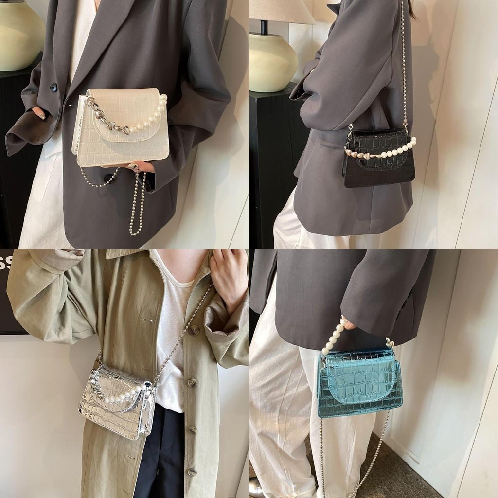 Chic Urban Minimalist Pearl Finish Small Handbag Ideal For Girls With A Trendy Design