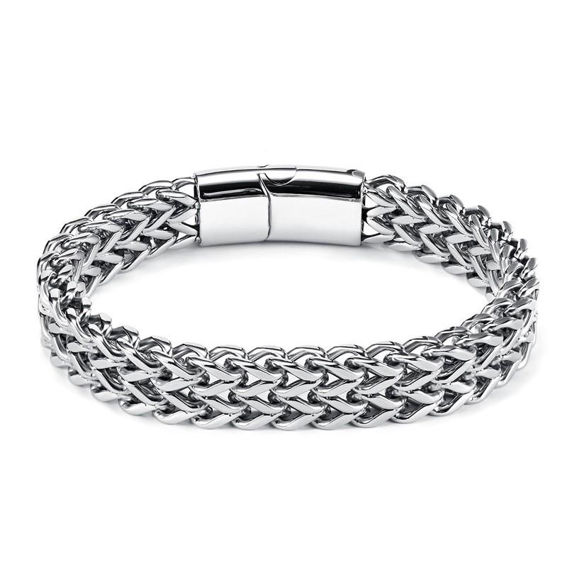 Mens Titanium Steel Bracelet Punk Style Geometric Design Polished Finish Unisex Hip Hop Jewelry Daily Wear Steel