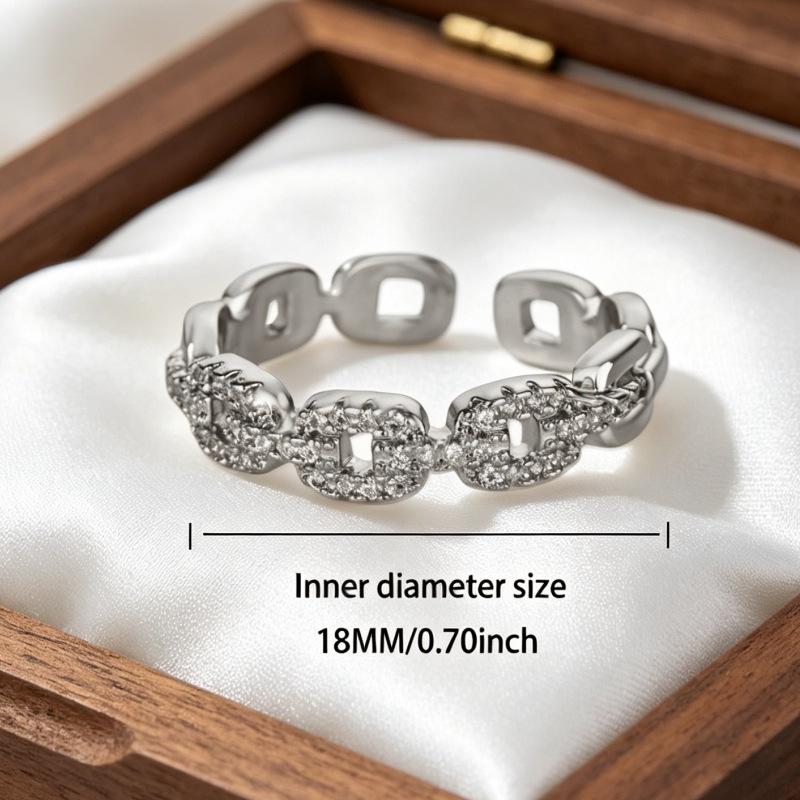 Elegantný otvorený prsteň so zirkónmi pre ženy - Štýlový, ľahký dizajn na každodenné nosenie