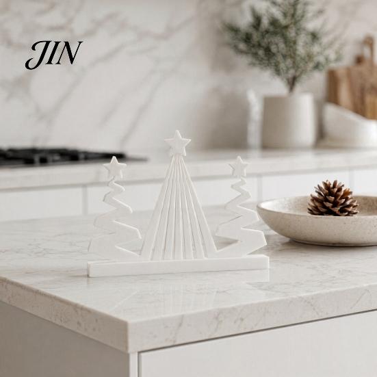 3D Printed Christmas Tree Abstract Figurine, Modern Minimalist Xmas Winter Decoration with Star Topper for Home, Office, Holiday Party Decor Office