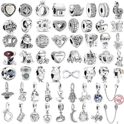 925 Silver Love Collection Beaded Pendant Charm Accessory Bracelet Women 'S Diy Jewelry