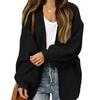 2024 Autumn/Winter New Amazon Foreign Trade Women's European & American Lantern Sleeve Cardigan Pocket Chunky Knitted Cross-border Sweater