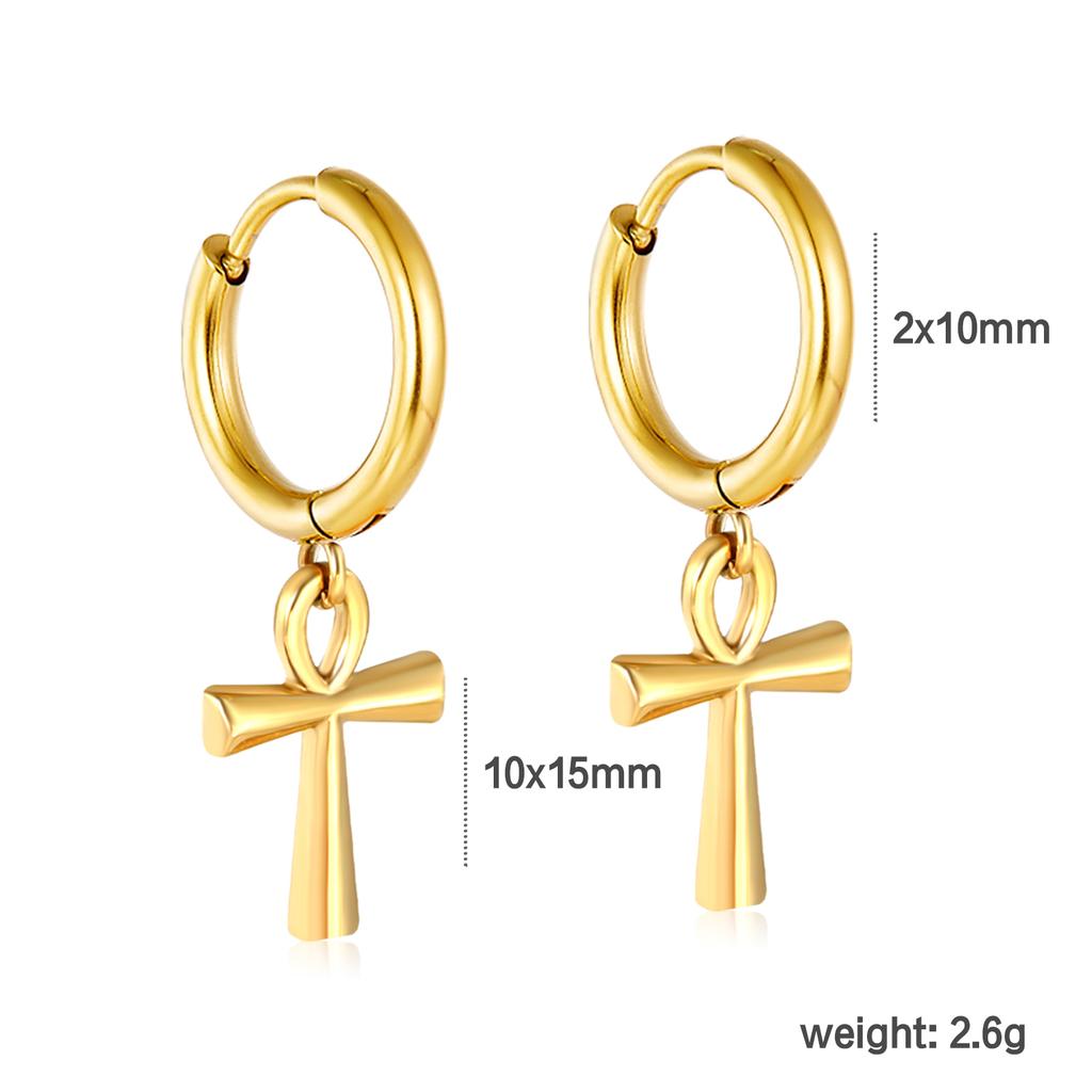 Minimalist Circle Cross Pendant Earrings for Men and Women Trendy Hip-Hop Jewelry Accessories Lightweight Luxury Waterproof Gift