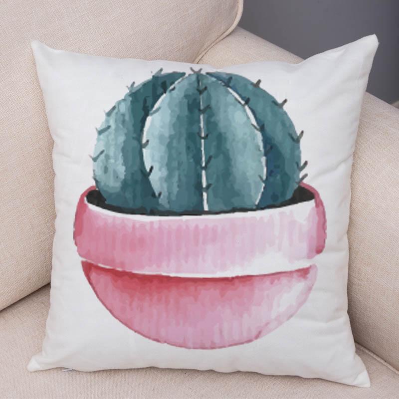 Sofa Zuhause Kissenbezug Aquarell Kaktus Dekorativer Druck Grüne Pflanze Kissen