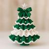 Handmade Crochet Christmas Tree DIY Xmas Tree Crochet Craft Starter Set with Bow And Faux Pearl for Beginners Knitting Holiday Decoration for