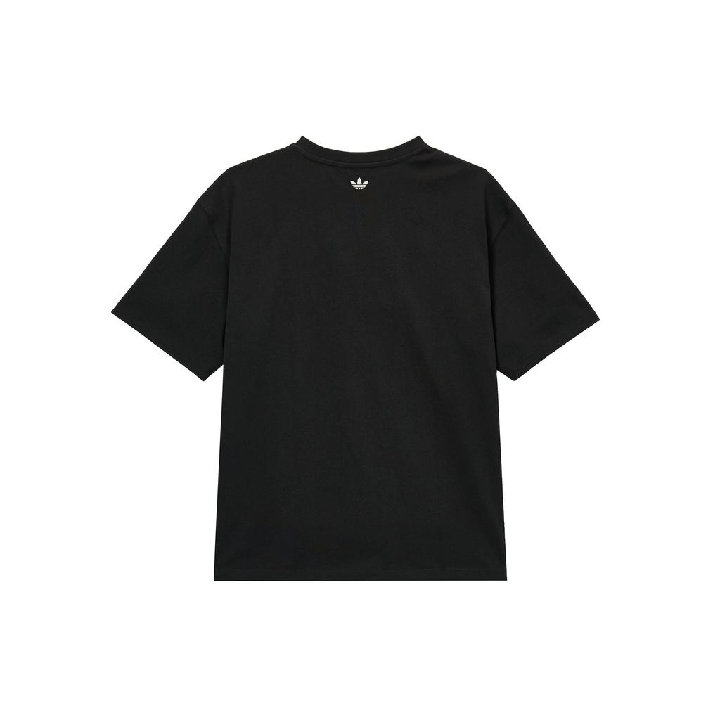 adidas Originalūs Patogūs Minkšti Laisvalaikio Universalūs Trumpomis Rankovėmis Kvėpuojantys Drop Shoulder Marškinėliai Moteriški Viršutiniai Drabužiai Juodi KB8959