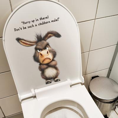 Kreativní a živé samolepky pro dekoraci a zkrášlení koupelny, toalety s motivem oslíka