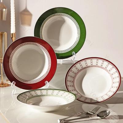 Piatto in Ceramica Retro di Lusso Leggero Hotel Ristorante Piatto Creativo per Bistecca Piatti Deliziosi per Pasta Piatti da Pranzo Stoviglie Squisite