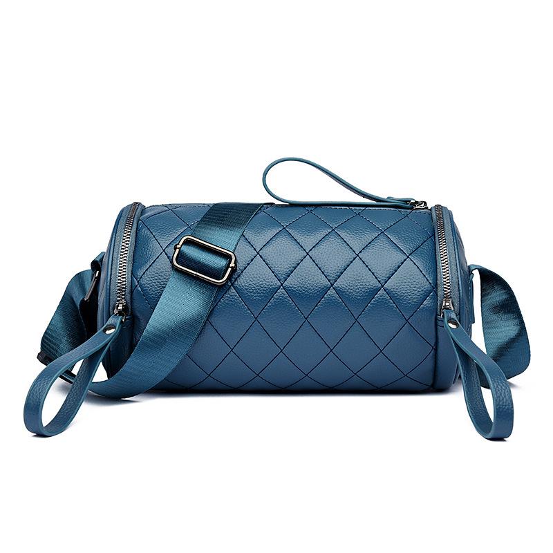 Spring and Summer New High-end Diamond Grid Crossbody Bag, Women's Versatile Single Shoulder Crossbody Cylindrical Bag, Pillow Bag