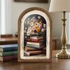 Vintage Framed Wall Art, Curved Wooden Floral Wall Art, Arched Wood Framed Wall Art, Rustic French Country Style Paintings for Bedroom