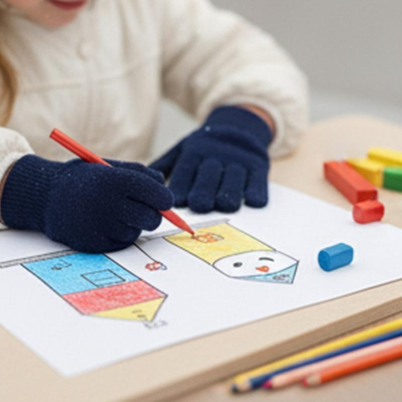 1 Paar Dehnbare Baby-Strickhandschuhe Bequemes Strickgewebe Weiche Thermische Winter-Handbekleidung Für Kinder 4+8T
