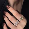 BFCLUB Silver Color Rings for Women Simple Geometric Handmade Irregular Retro Ring Green Stone Allergy For Birthday Gift