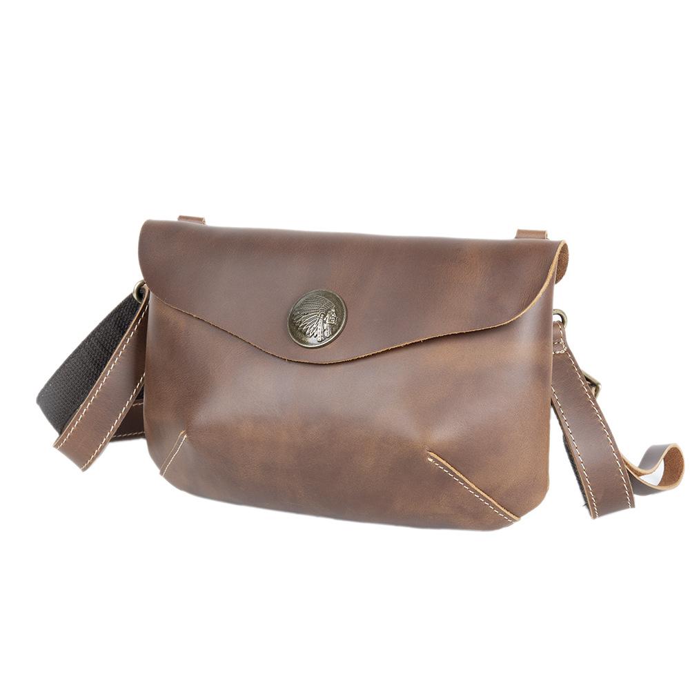 Retro Crazy Horse Leder Umhängetasche, Leder Lässige Multifunktionale Handtasche, Herren und Damen Leder Lässige Crossbody-Tasche