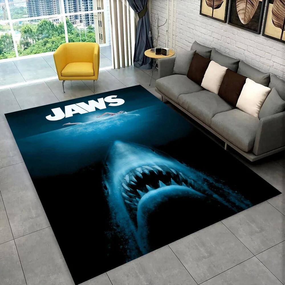 3D Jaws Horror Movie Shark Area Rug,Carpet Rug for Living Room Bedroom Sofa Doormat Decoration,kids Play Non-slip Floor Mat