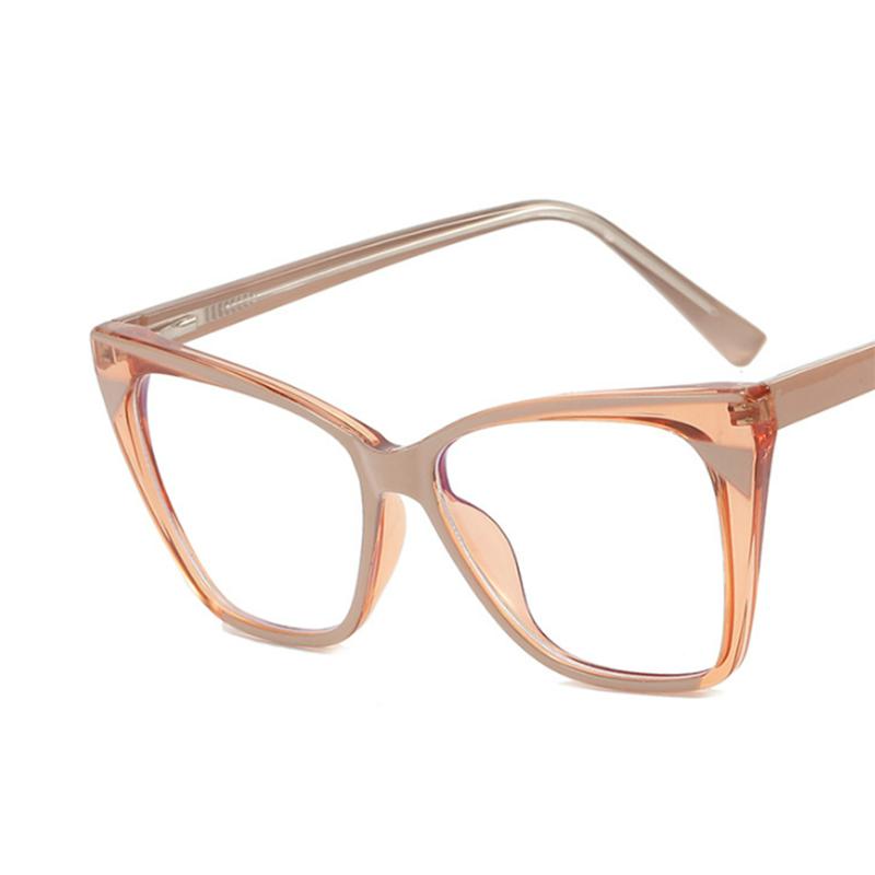 Oversize Cat Eye Square Frame Clear Lens Glasses TR90 Women Myopia Nerd Spectacles -0.5 to -6.0 Degree