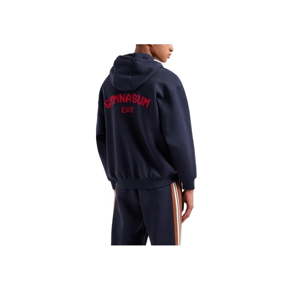 Emporio Armani Letter Zip-Up Hooded Long Sleeve Sweatshirt Men Sweatshirt Navy-Blue 7M000251-AF13538-UB102