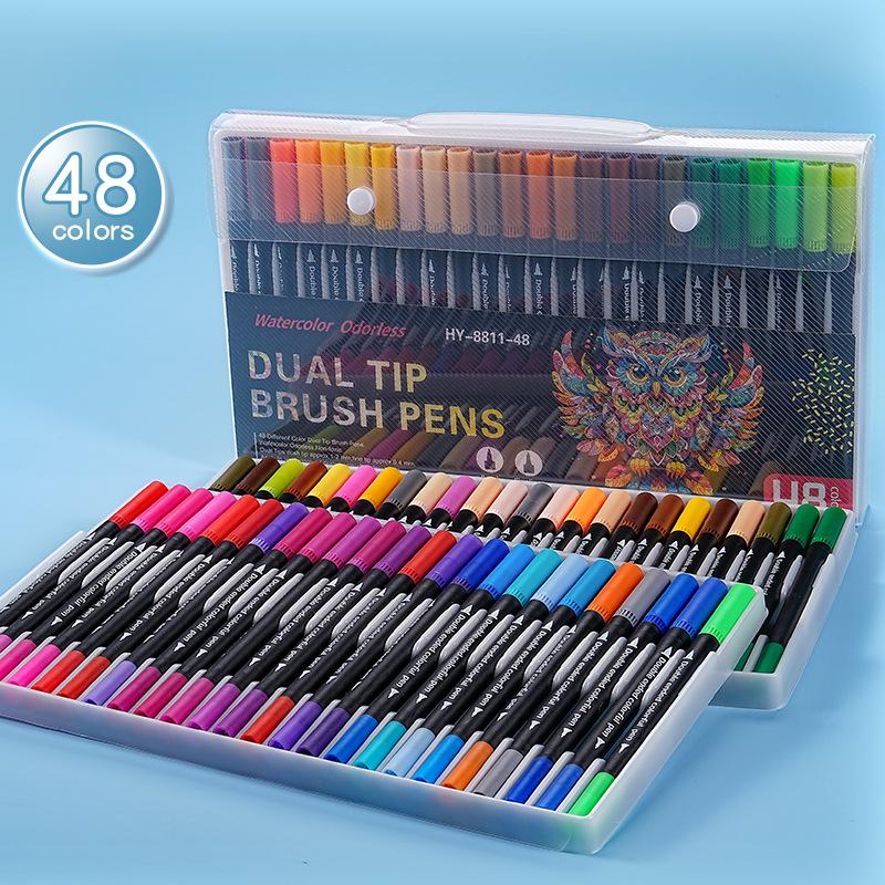 Double-ended 120-Color Washable Watercolor Art Pen Set with Soft Tips for Kids