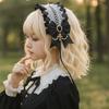 Ribbon Bow Lolita Lace Headband Pearl Maid Cosplay Headdress Ruffled Hairband  Masquerade Headpiece