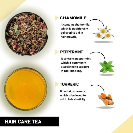 TEACURRY Hair Care Tea (1 Month Pack, 100 Grams Loose) - Helps with Hair Growth, Shine, Repair & Strength - Hair Tea - Healthy Hair Tea