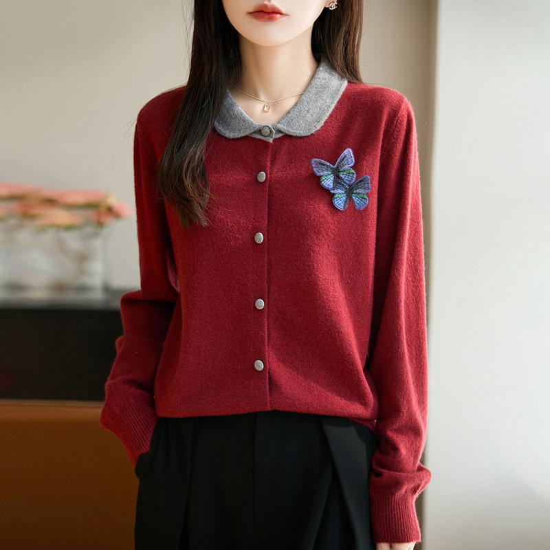 Doll Collar Women's Knit Cardigan - Versatile, Stylish, Loose Wool Coat for Autumn/Winter
