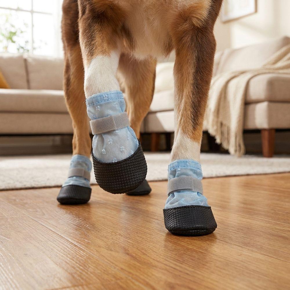 4Pcs Breathable Anti-Slip Dog Boots Non-Slip Foot Covers Puppy Net Boots  Walking Running