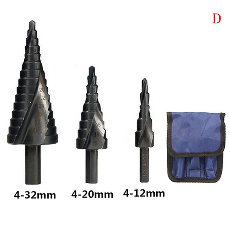 3Pcs/Set 4-32Mm Hss Cobalt Step Stepped Drill Bit Set Nitrogen Spiral Hole