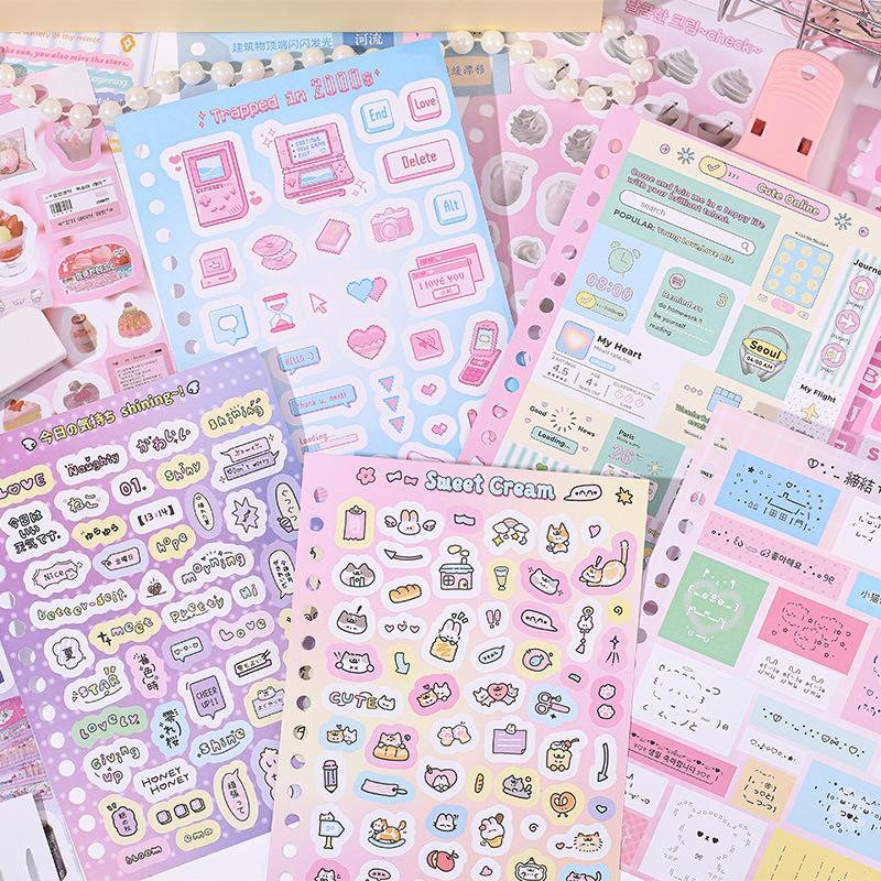MINKYS 45 Sheets Cute Decorative Sticker Book Journal Materials Stickers Set Kids Gift School Stationery