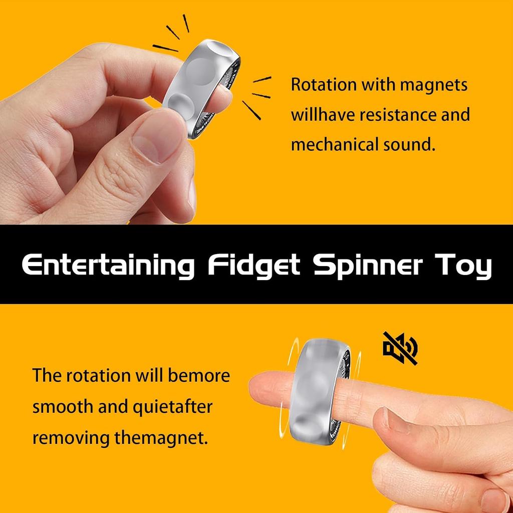 Fidget Spinner for Stress Relief, DIY Magnetic Fidget Ring with Engaging Sounds, EDC Stainless Steel Toys, Perfect for Work, Study, Waiting Etc.